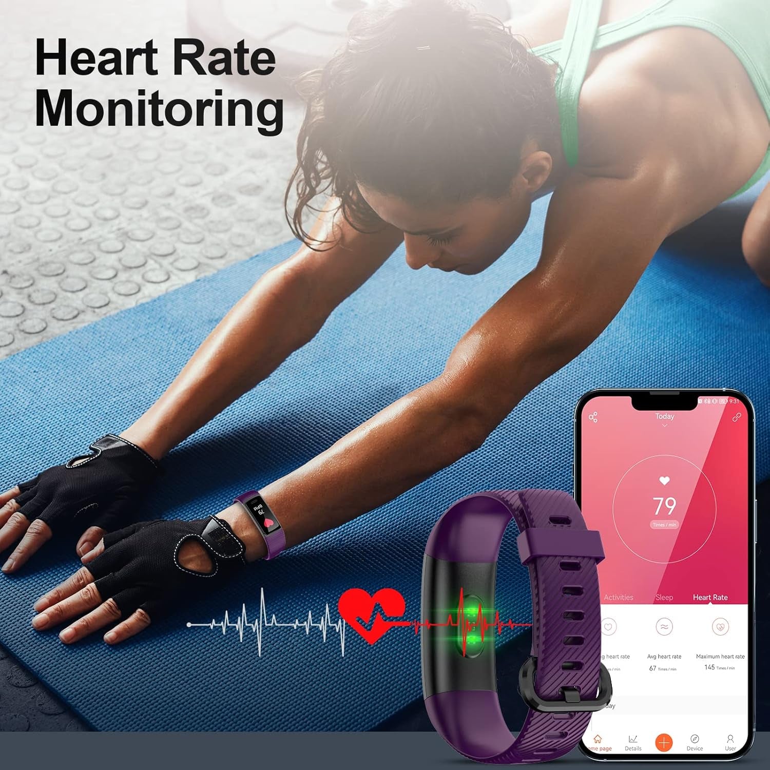 Fitness Tracker for Women Men, Waterproof Pedometer, Step & Calorie Counter, Health Activity Tracker with Heart Rate and Sleep Monitoring, Fitness Watch for Sports Running Workout