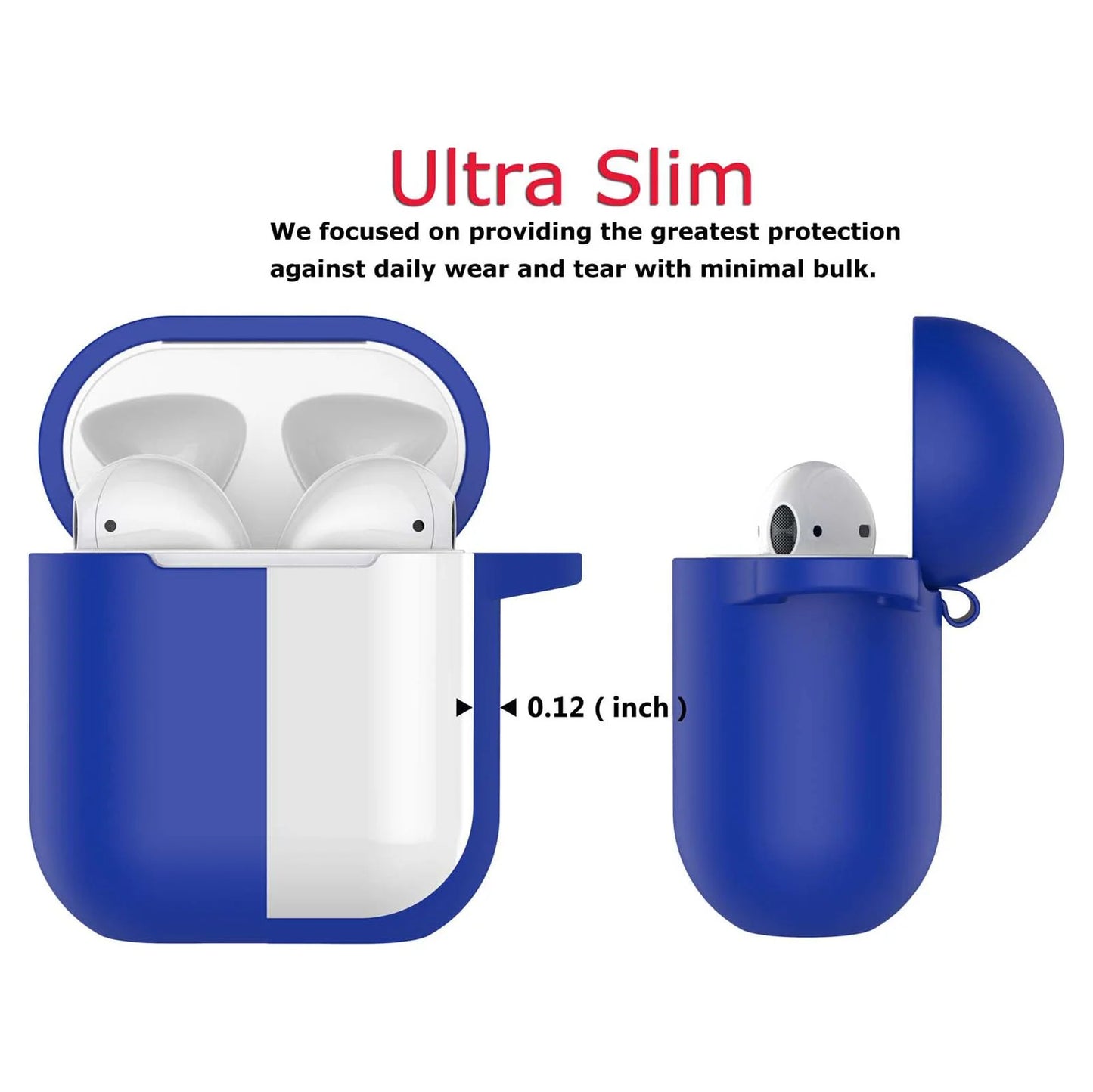 Airpods 1 & 2 Silicone Case, Airpods Case with Keychain,  Shockproof Protective Premium Silicone Cover Skin for Apple Airpods 1St & 2Nd -Blue