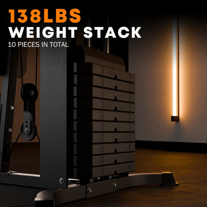 Home Gym Station, Workout Station with 138LBS Weight Stack, Workout Gym Equipment Weight Machine Home Gym System